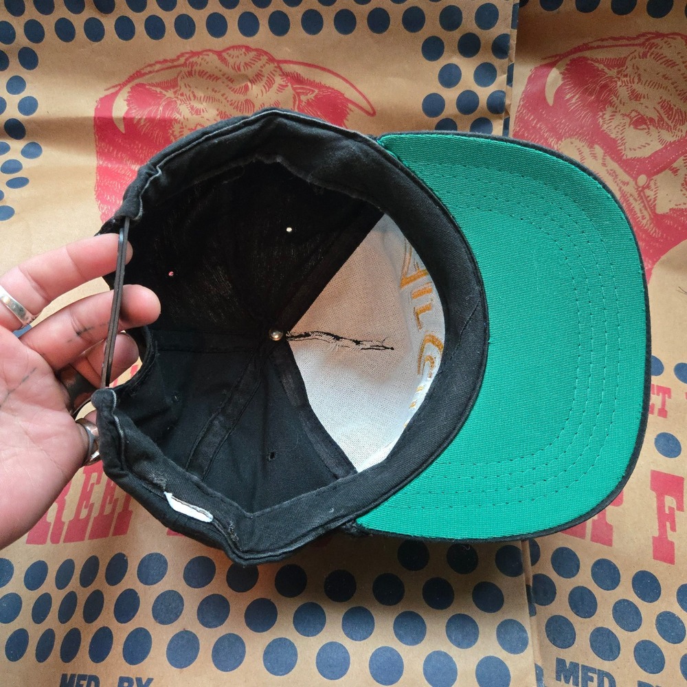 VTG Air Care Aviation Hat Yupoong Black OSFM Snapback Green Roper Trucker Cap - Picture 6 of 6